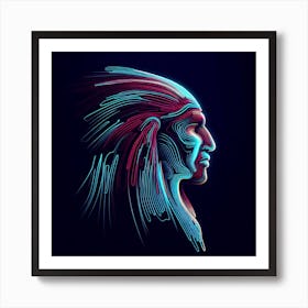 Neon Indian Head Art Print
