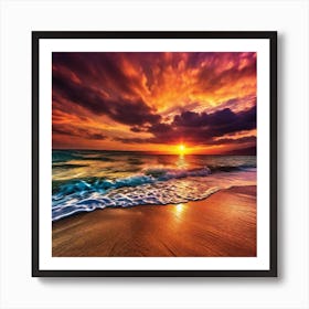 Sunset On The Beach 306 Art Print