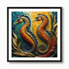 Seahorses with Kelp Art Print