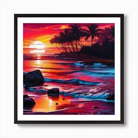 Sunset At The Beach 240 Art Print