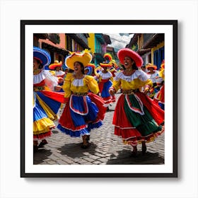 Colorful Dancers In Colombia Art Print