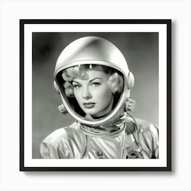 Vintage astronaut woman 1 Art Print