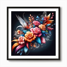 Colorful Floral Painting 6 Art Print