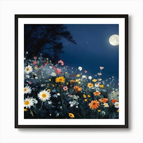 Moonlight In The Meadow Art Print
