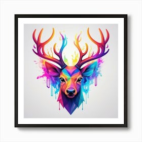 Colorful Deer Head 1 Art Print