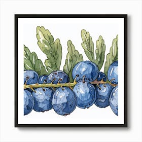 Blueberry Branch Art Print