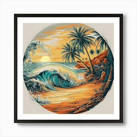 Sunset On The Beach Art Print