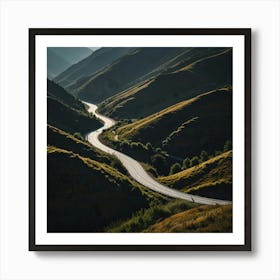 A Dramatic Mountain Pass With Winding Roads And A Breathtaking View Of The Valley Below 2 Art Print