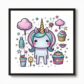 Unicorn Kawaii 8 Art Print