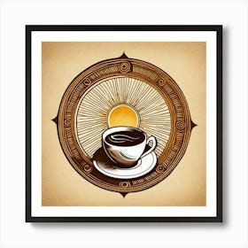 Coffee cup on Sun design Art Print