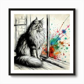 Cat By The Window 1 Art Print