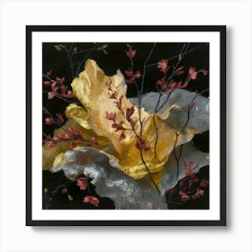 Gold And Red Flowers Art Print