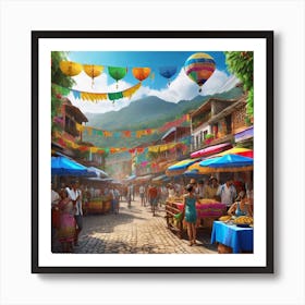 Street Market In Mexico Art Print