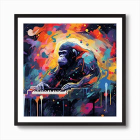 Gorilla Playing Piano Art Print