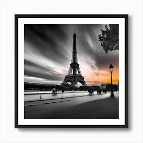 Black And White Eiffel Tower 3 Art Print