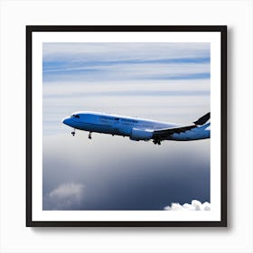 A Large Passenger Plane Flies In The Sky And A Picture Of It From Its Entire Side Shows It In Its F (1) Art Print