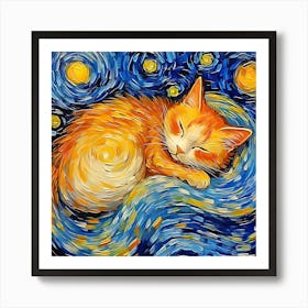 Starry Night Cat 1 Art Print