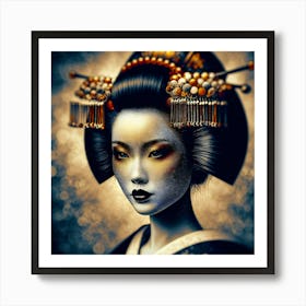 Geisha Creative Illustration Artwork 48 Art Print