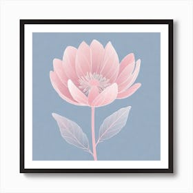 A White And Pink Flower In Minimalist Style Square Composition 594 Art Print