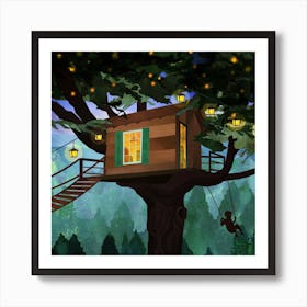 Treehouse Adventure Art Print