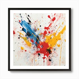 Abstract Art Featuring A Closeup View Of A Splattered Ink Pattern Grunge Style With Rough Dabs And (4) Art Print