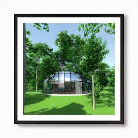 Glass House In The Forest Art Print