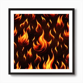 Flames On Black Background 18 Art Print