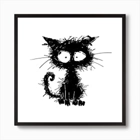 Whimsical Black Cat  Art Print
