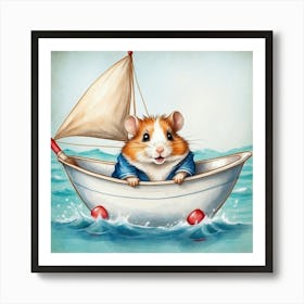 Hamster In A Boat Art Print