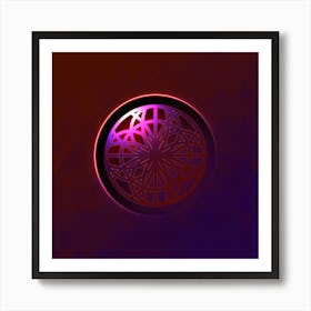 Geometric Neon Glyph on Jewel Tone Triangle Pattern 067 Art Print