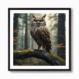 Owl In The Forest 131 Art Print