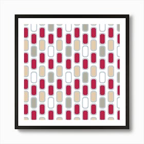 Retro Red And White Stripes on white bg Art Print