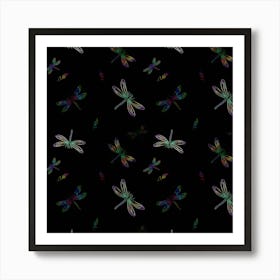 Background Pattern Dragonfly Art Print