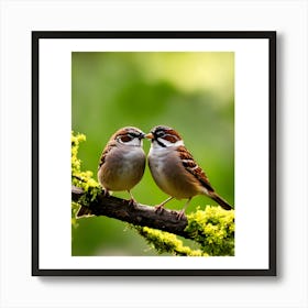 Sparrows Kissing Art Print