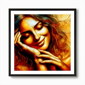 Abstract Wall Art Woman Smiling Art Print