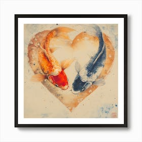 Koi Fish In Heart 1 Art Print