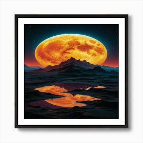 Moon Reflected In Water Art Print