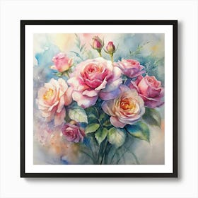 Watercolor Roses 14 Art Print