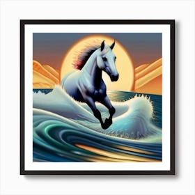 Horse In The Ocean Art Print