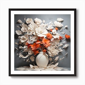 Flowers of white paper 3 Art Print