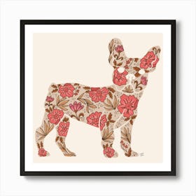 Pink Floral Frenchie Art Print