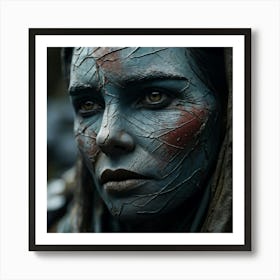 Close Up On A Weathered Face Highlighting Deep Crevasses Speckled With Areas Of Skin Discoloration Art Print