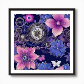 Steampunk Flowers Art Print