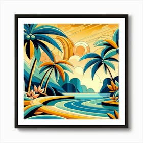 Tropical Landscape Painting Art Print