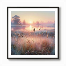 Sunrise Over A Meadow Art Print