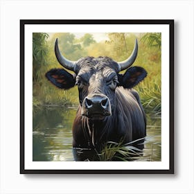 Water Buffalo In Water Art Print