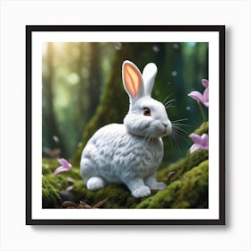 White Rabbit In The Forest 1 Art Print