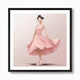 Chinese Girl In Pink Dress Art Print