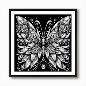 Black And White Butterfly Art 3 Art Print