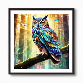 Owl In The Forest 36 Art Print